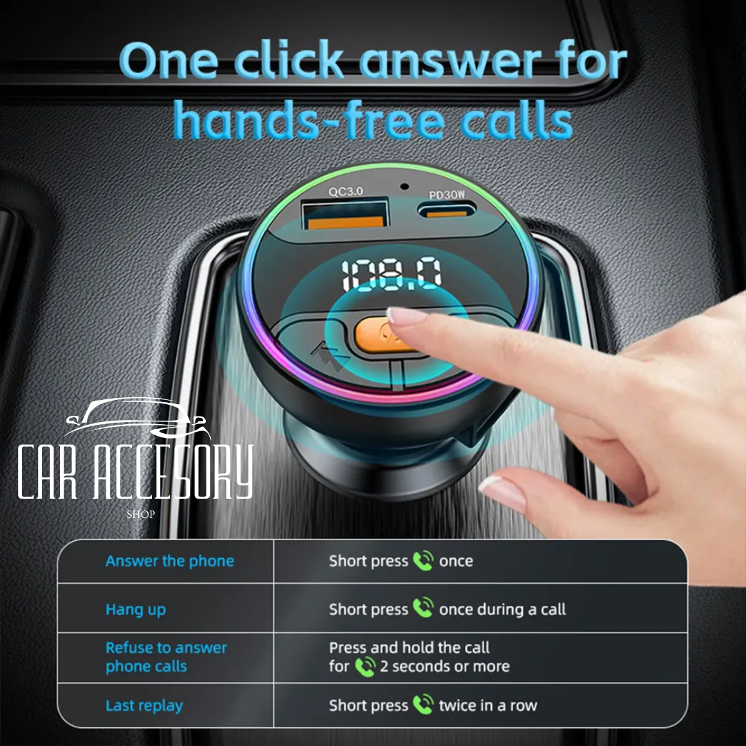Bluetooth 5.3 FM Transmitter Car Kit with Fast Charging & MP3 Playback