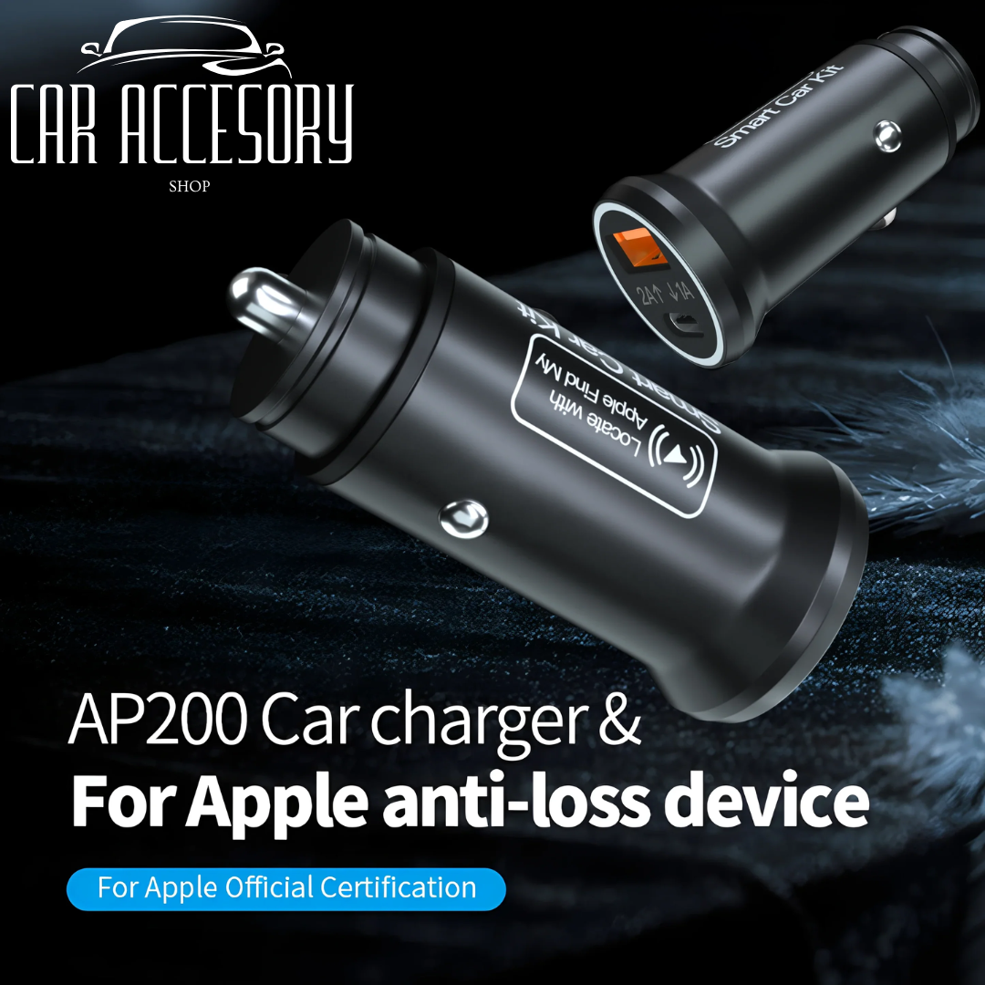 20W Fast Car Charger & GPS Tracker – USB-C + iPhone Find My Compatible