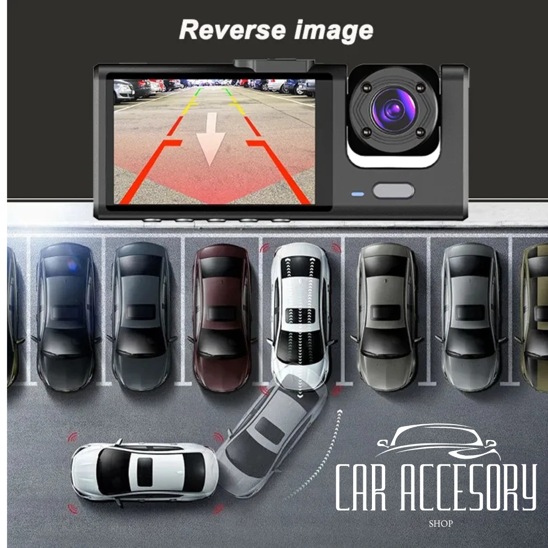 1080P 3-Lens Dash Cam – Front, Inside & Rear Recording