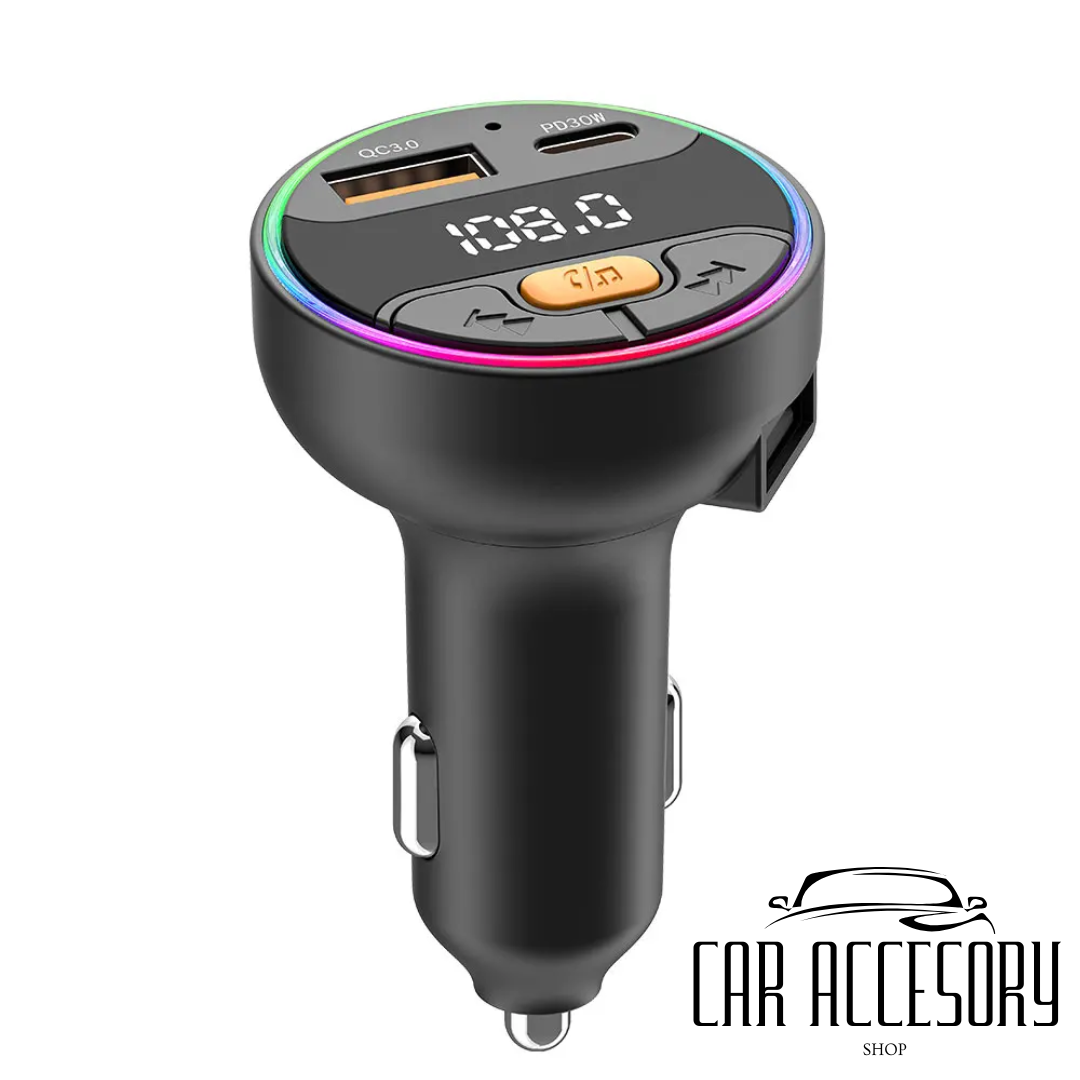 Bluetooth 5.3 FM Transmitter Car Kit with Fast Charging & MP3 Playback
