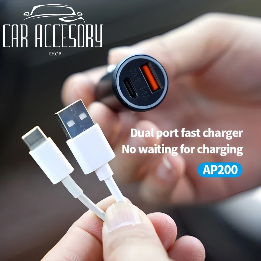 20W Fast Car Charger & GPS Tracker – USB-C + iPhone Find My Compatible