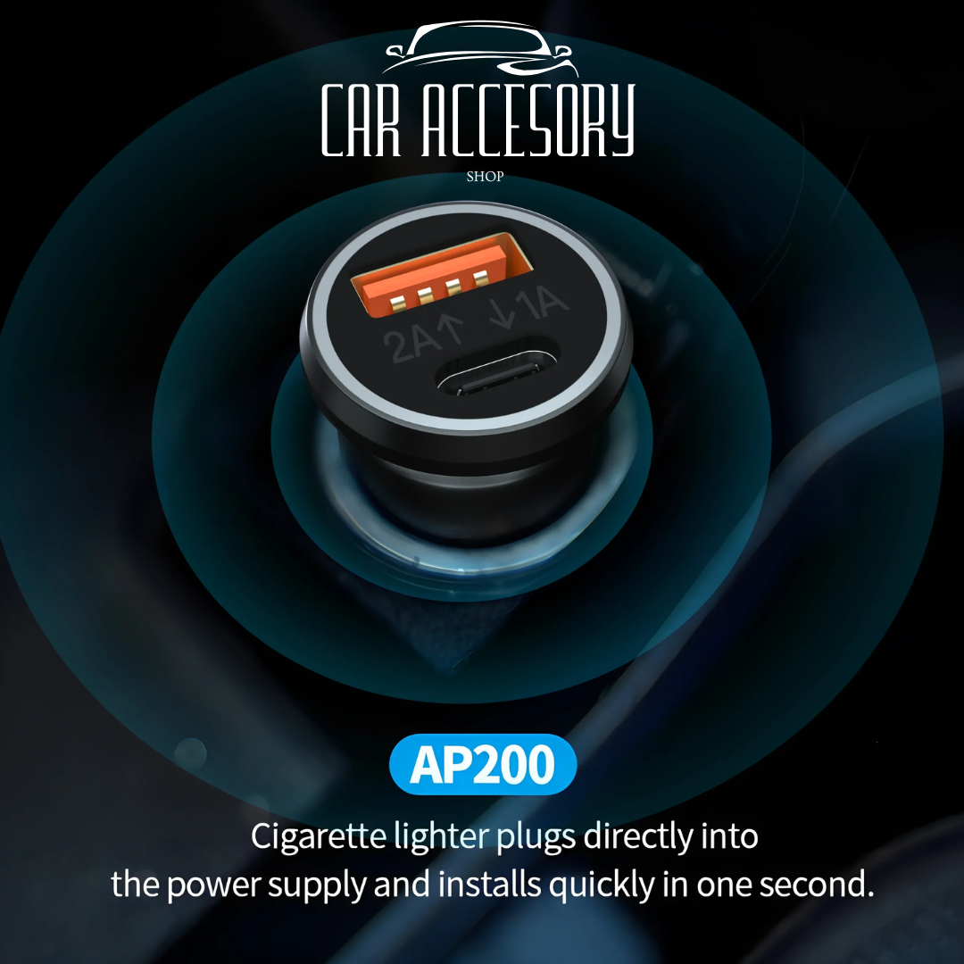 20W Fast Car Charger & GPS Tracker – USB-C + iPhone Find My Compatible